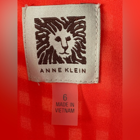 Anne Klein Dress size 6 beautiful orange checkered pattern and tie back - Picture 10 of 12